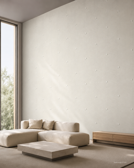 Carta da parati Marburg Wallcovering - 20235 bianco perla motivo ondulato con perle in rilievo