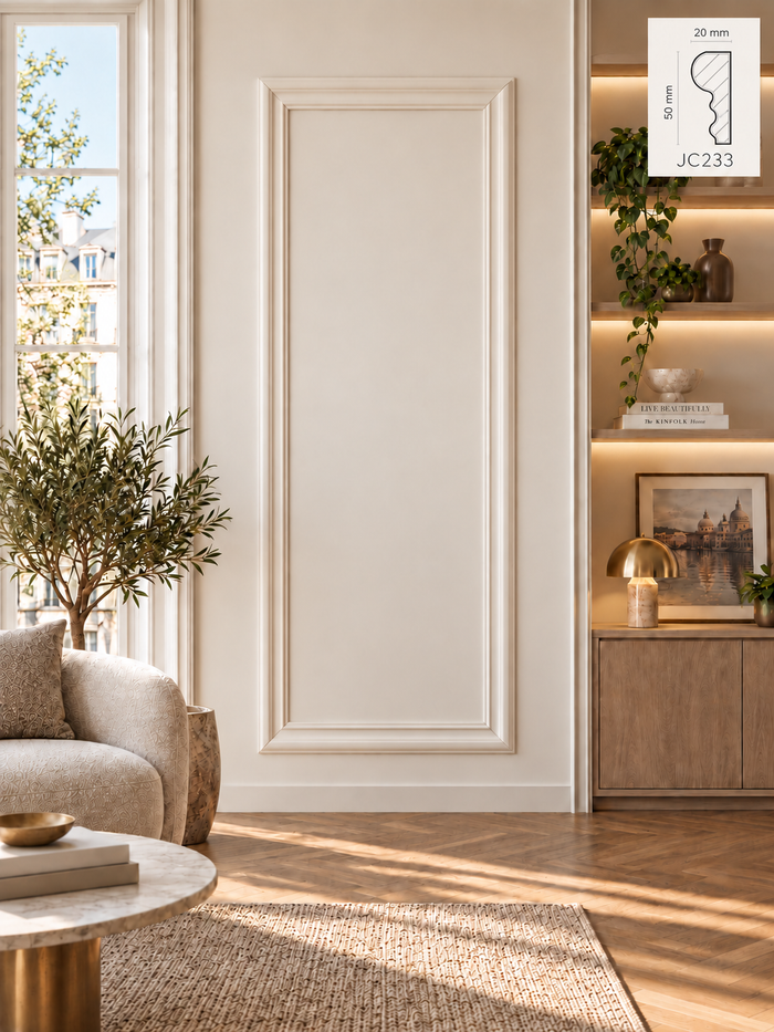 Boiserie Venezia 1 con profilo JC233 – parete decorata