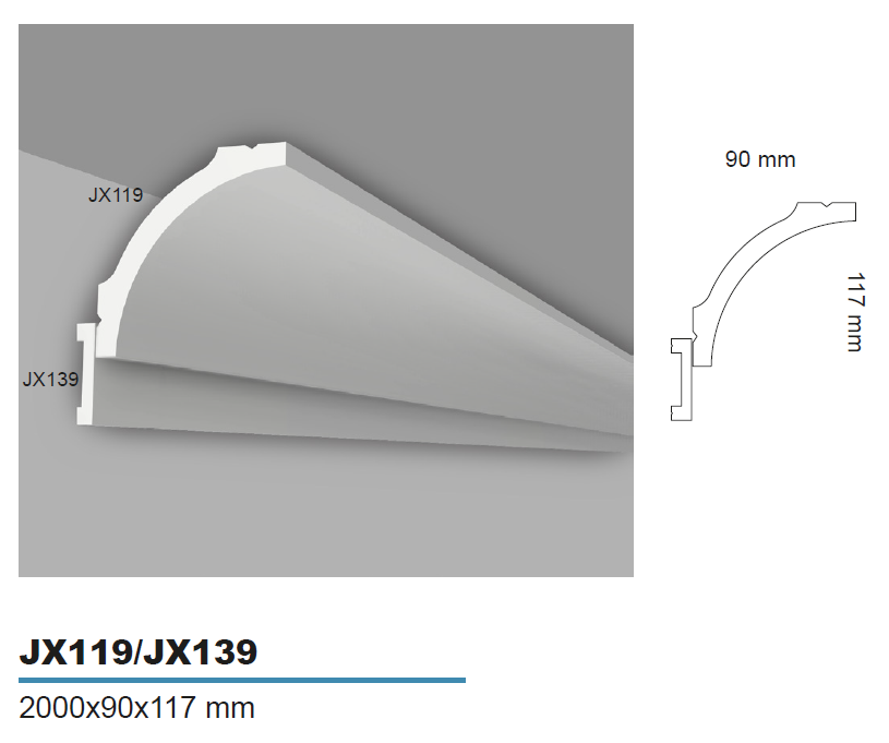THE COVE - GUSCI IN POLIMERO PER SOFFITTI COMBINATI - JX119/JX139 2000x90x117 mm - ARD