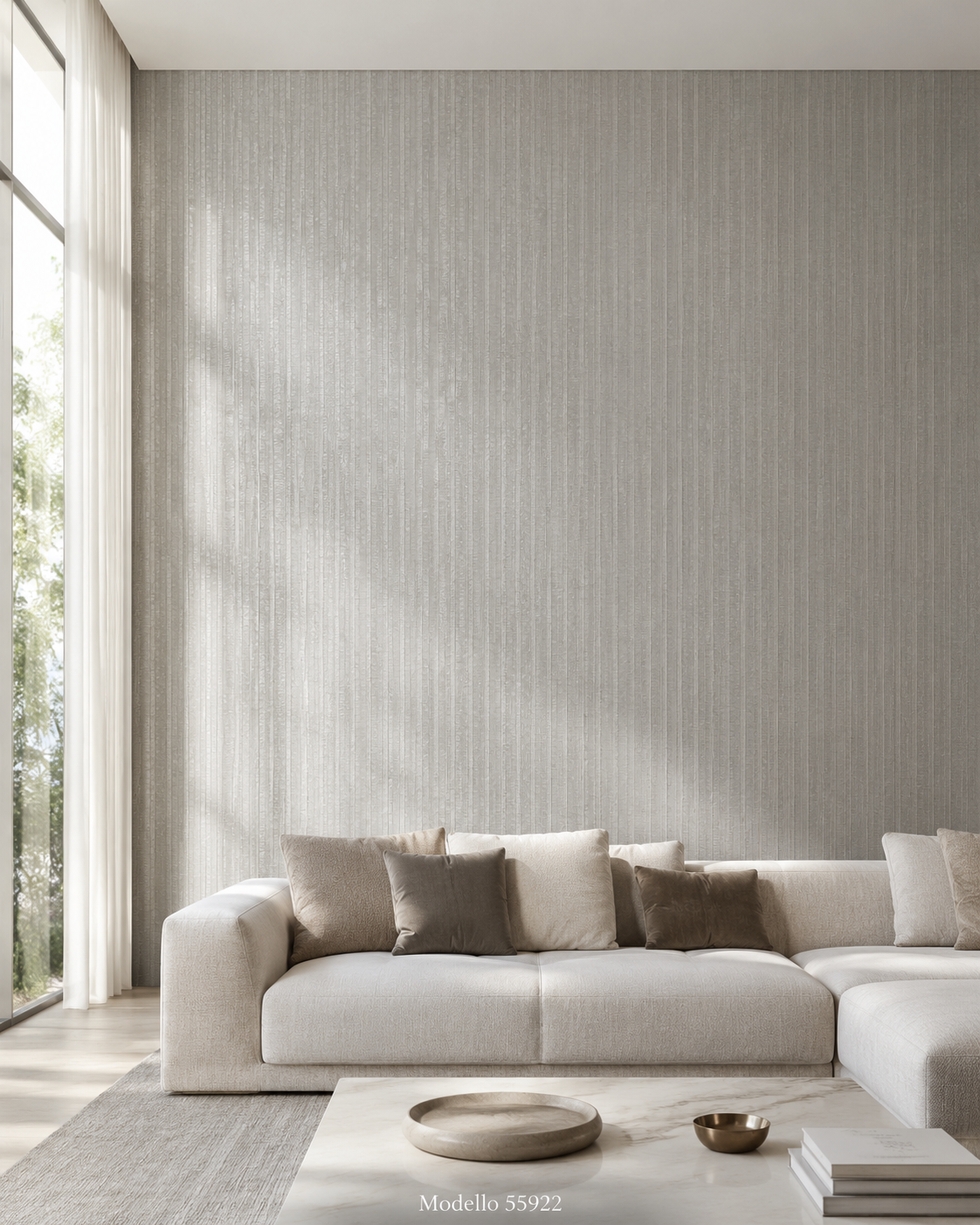 Carta da parati Marburg Wallcovering - 55922 grigio perla righe verticali effetto seta