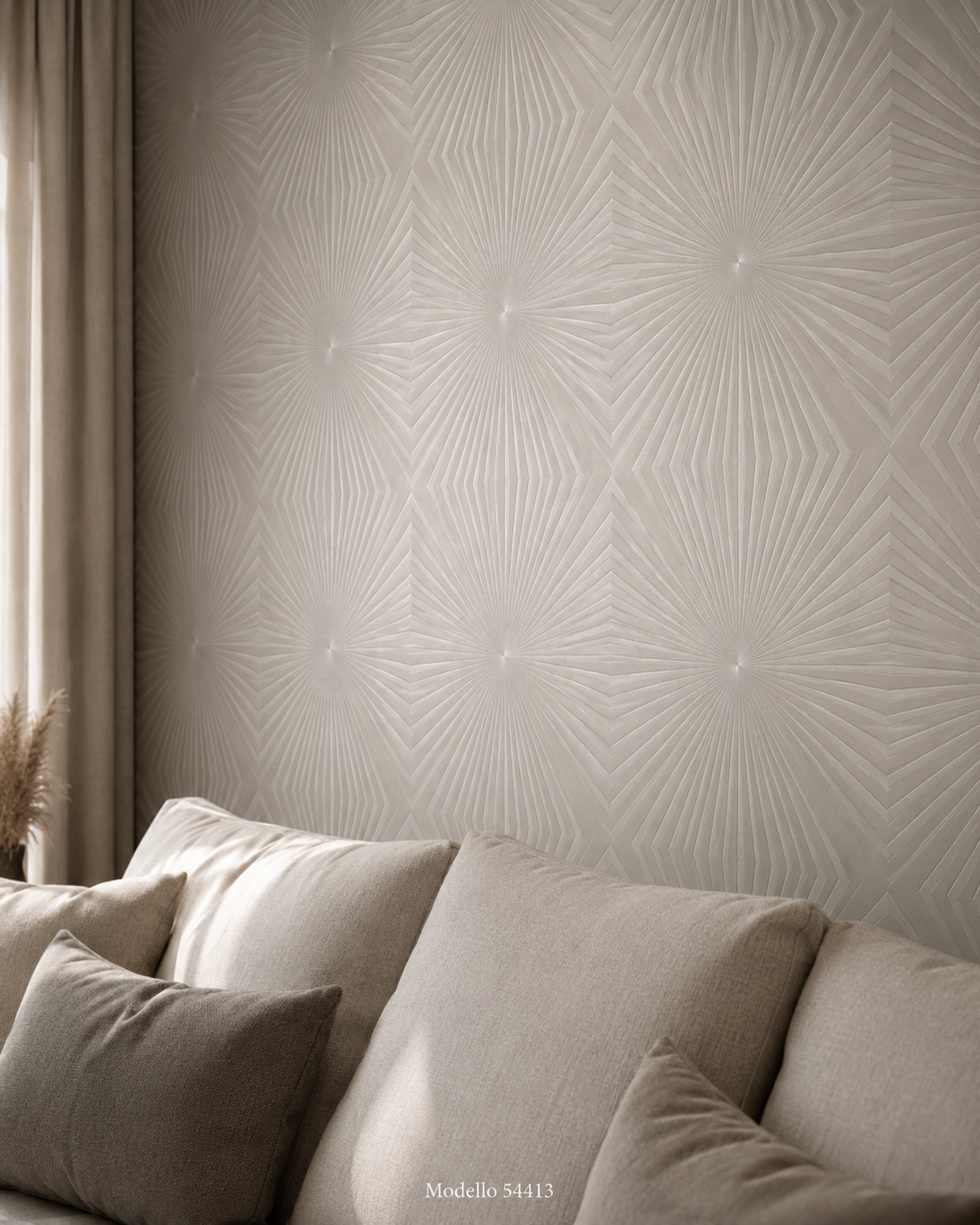 Carta da parati Marburg Wallcovering - 54413 tortora geometrico a stella effetto 3D