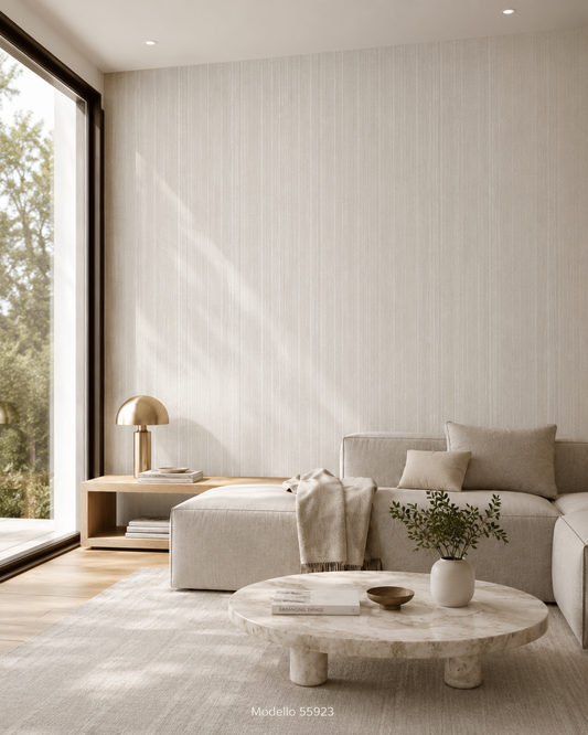Carta da parati Marburg Wallcovering - 55923 avorio righe verticali effetto lino