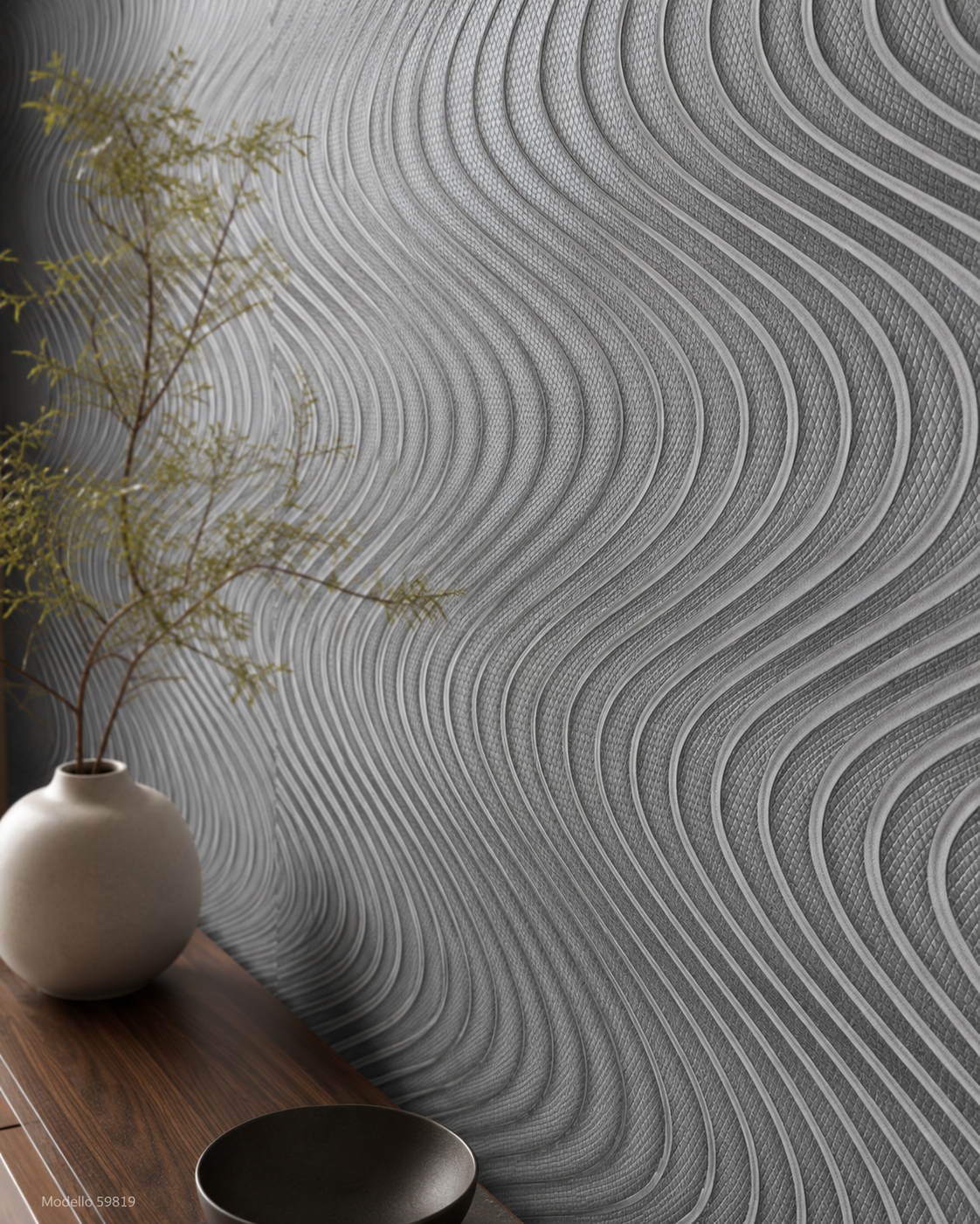 Carta da parati Marburg Wallcovering - 59819 antracite motivo a onde effetto 3D