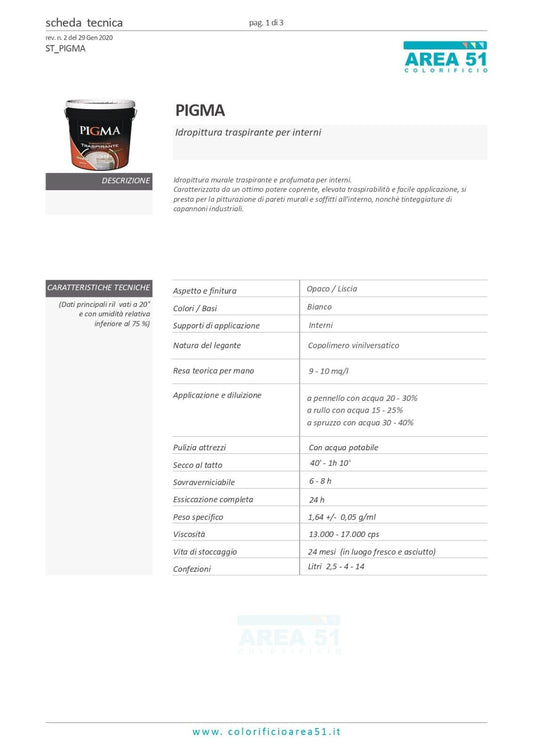 PIGMA -  IDROPITTURA TRASPIRANTE PER INTERNI- AREA51