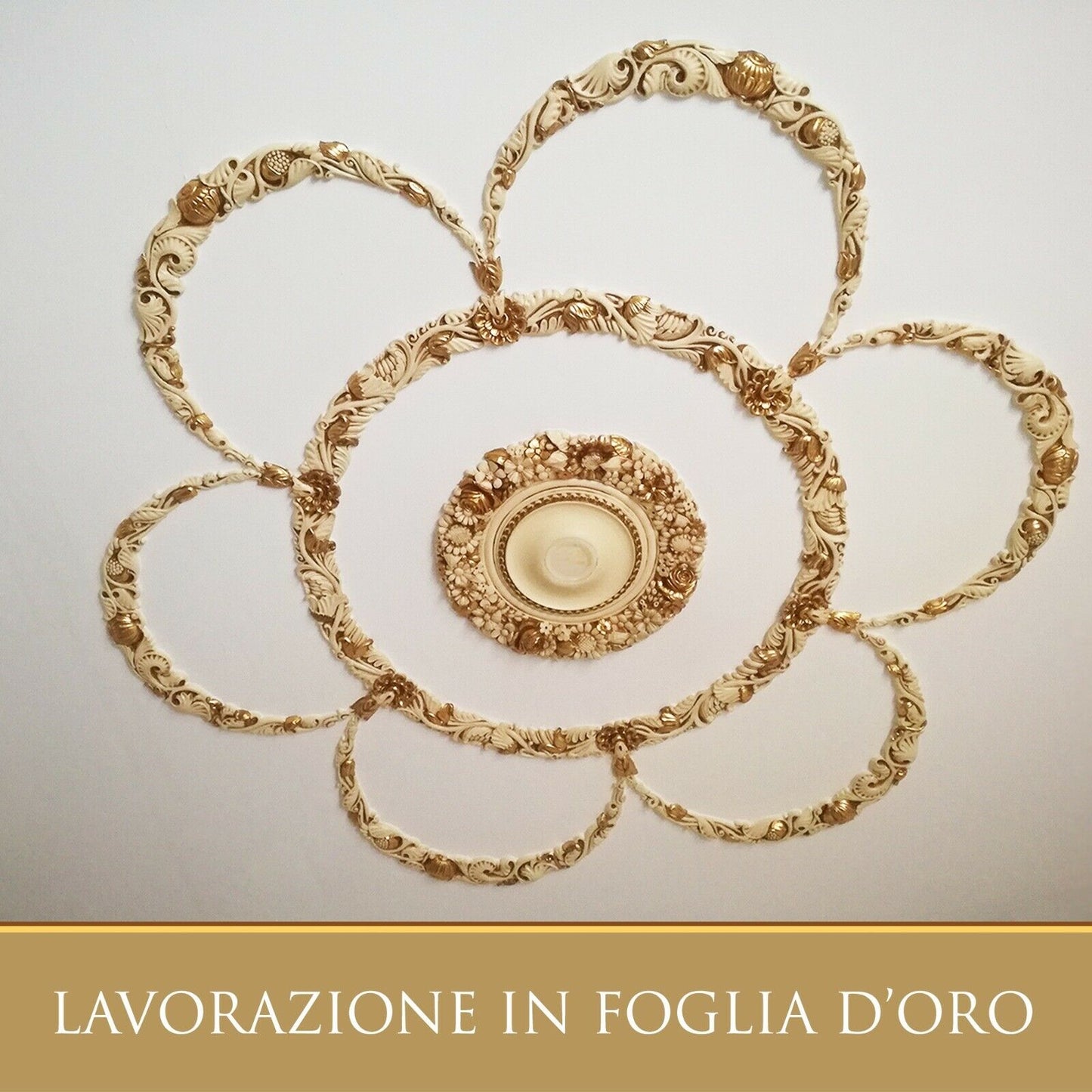 ROSONE IN GESSO FOGLIA D'ORO
