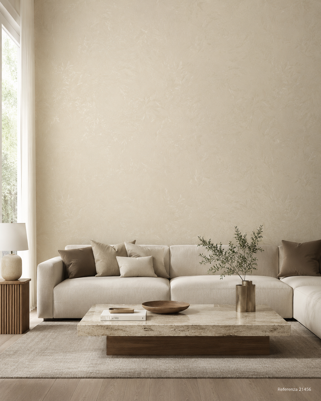 Carta da parati Marburg  Wallcovering - 21456 sabbia floreale tono su tono effetto materico