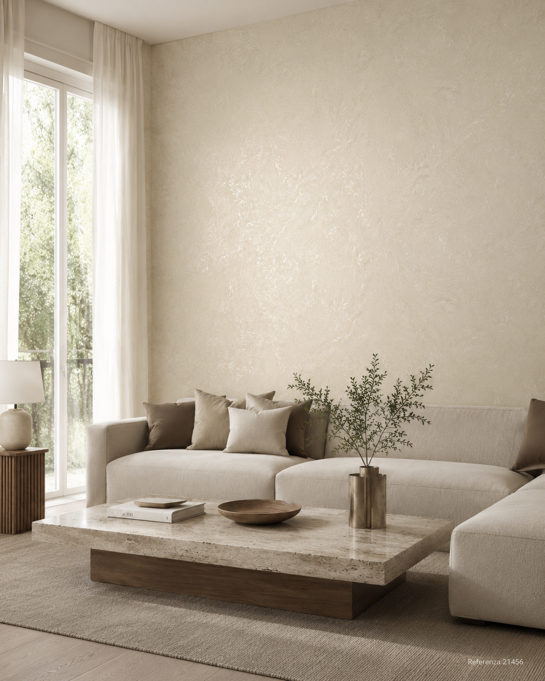 Carta da parati Marburg  Wallcovering - 21456 sabbia floreale tono su tono effetto materico