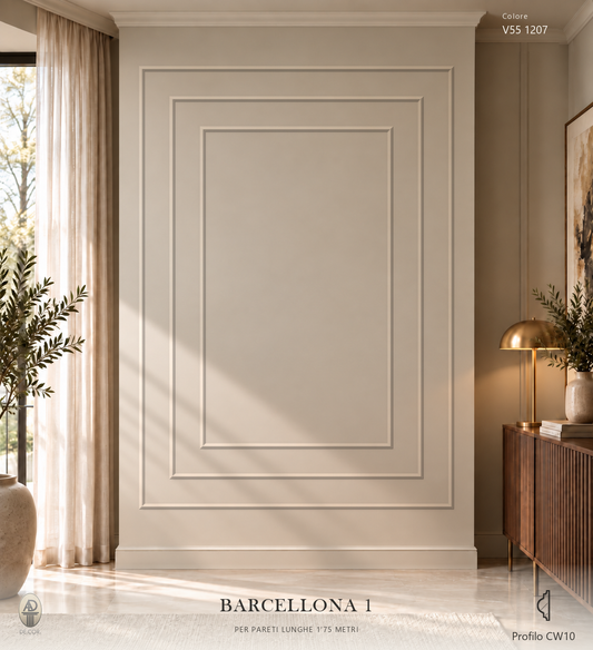 Boiserie Barcellona 1 con profilo CW10 – parete decorata