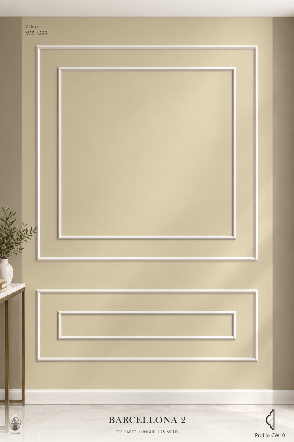 Boiserie Barcellona 2 con profilo CW10 – parete decorata