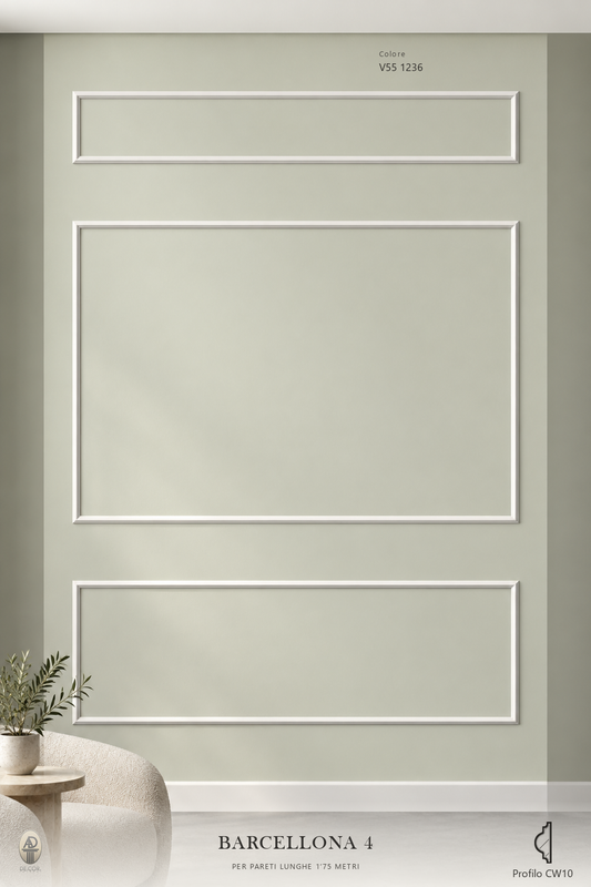 Boiserie Barcellona 4 con profilo CW10 – parete decorata