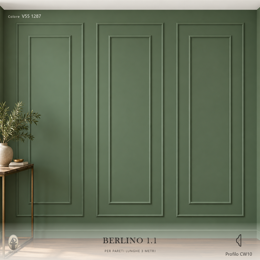 Boiserie Berlino 1B con profilo CW10 – parete decorata