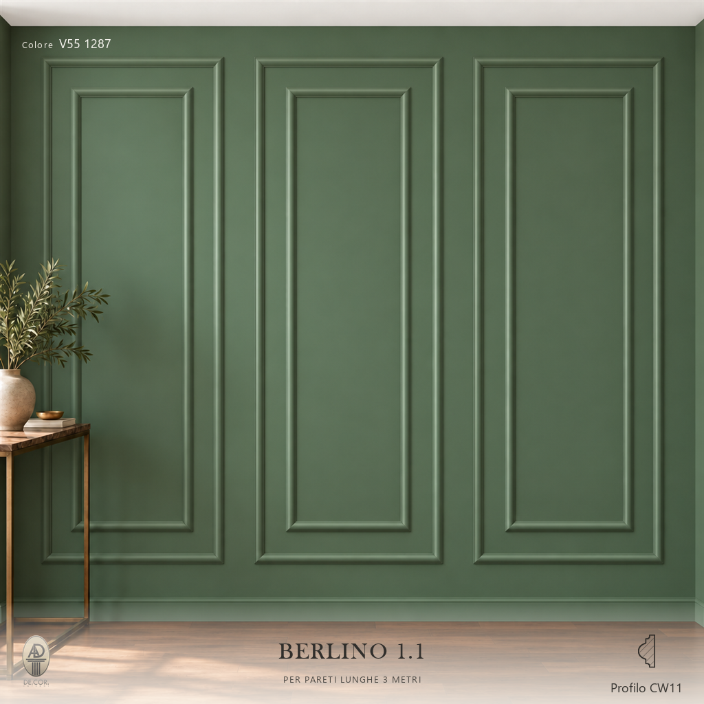 Boiserie Berlino 1B con profilo CW11 – parete decorata
