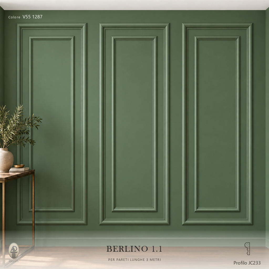 Boiserie Berlino 1B con profilo JC233 – parete decorata