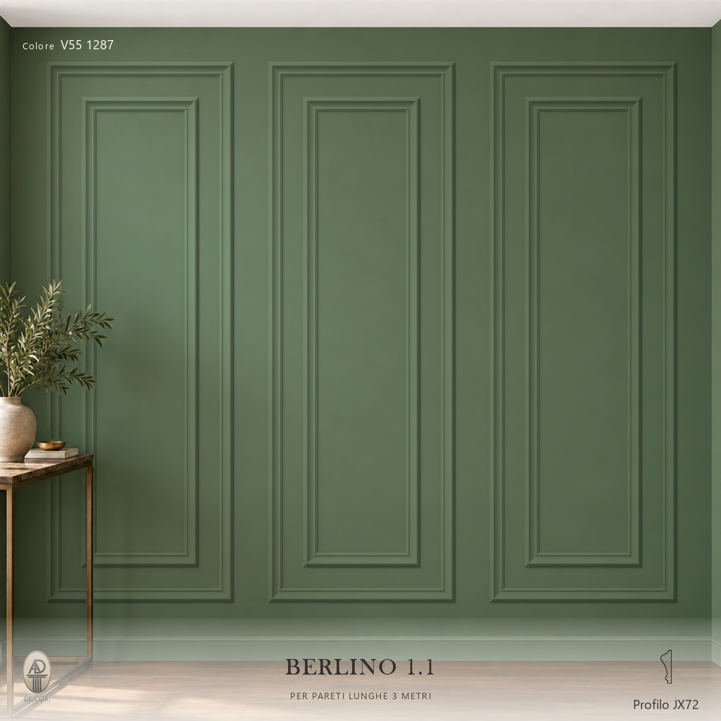 Boiserie Berlino 1B con profilo JX72 – parete decorata