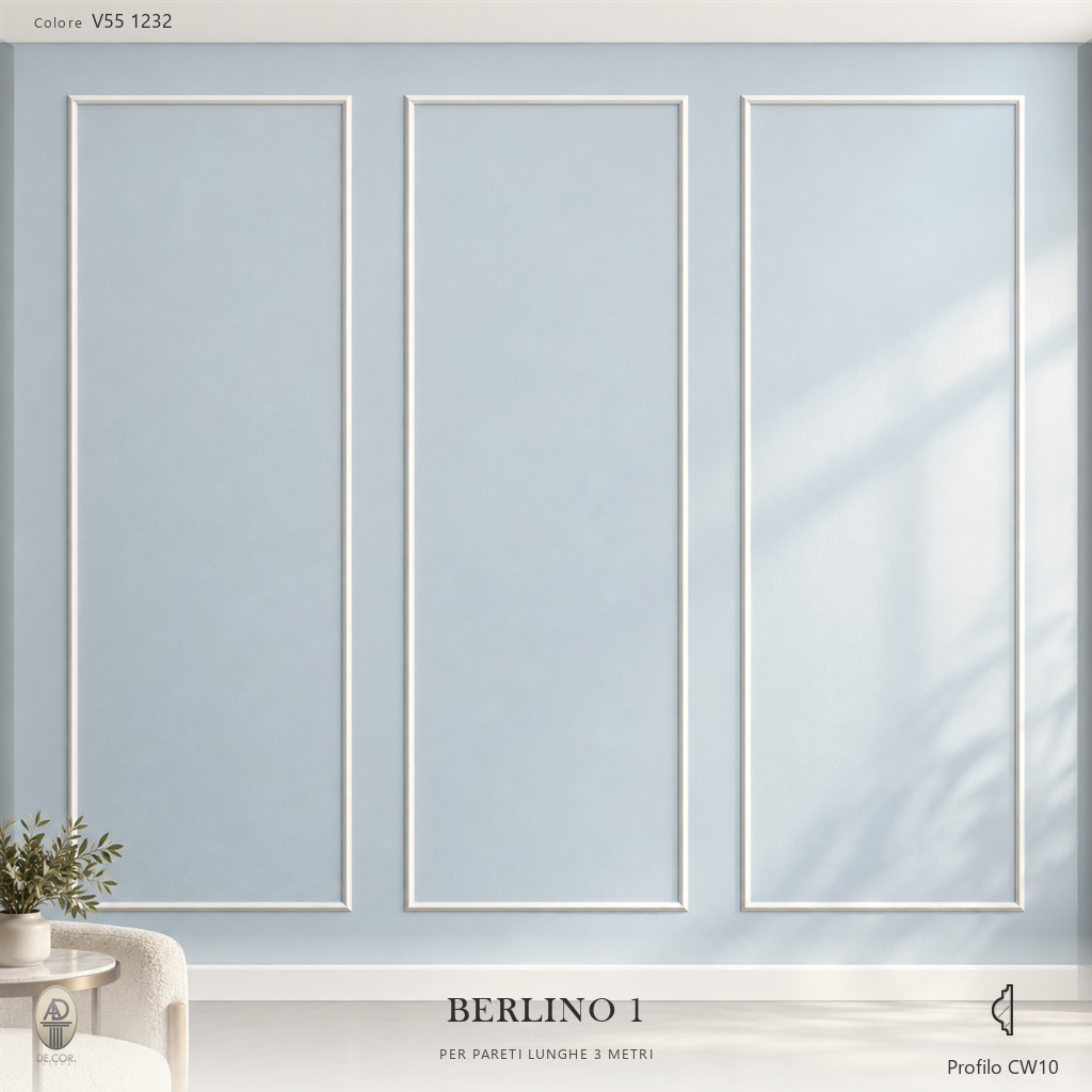 Boiserie Berlino 1 con profilo CW10 – parete decorata