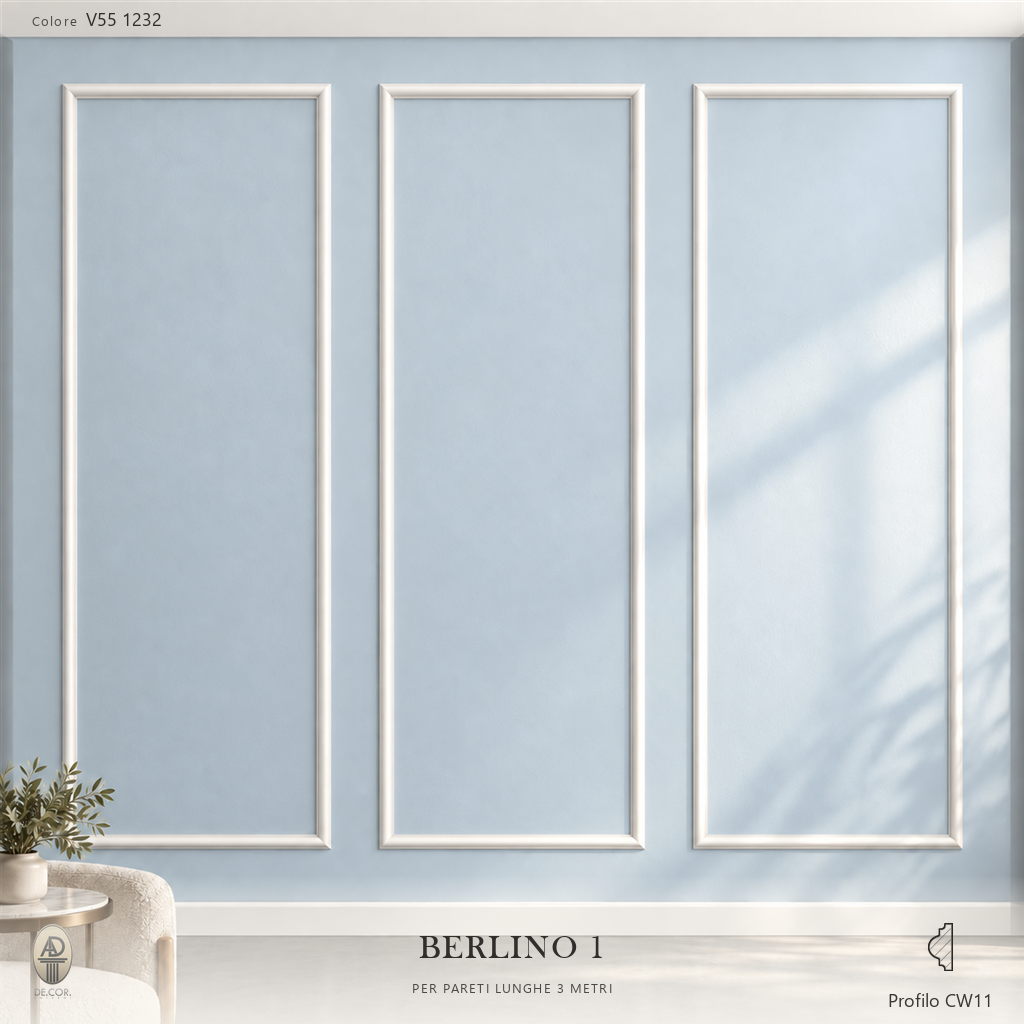 Boiserie Berlino 1 con profilo CW11 – parete decorata