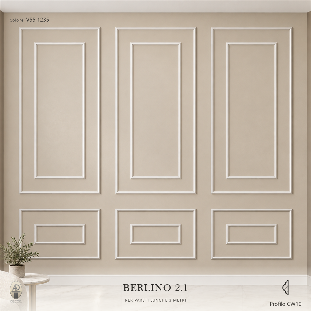 Boiserie Berlino 2B con profilo CW10 – parete decorata