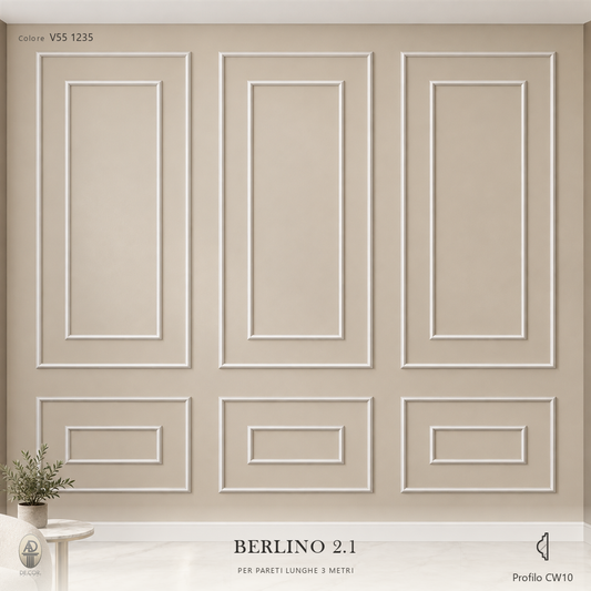 Boiserie Berlino 2B con profilo CW10 – parete decorata
