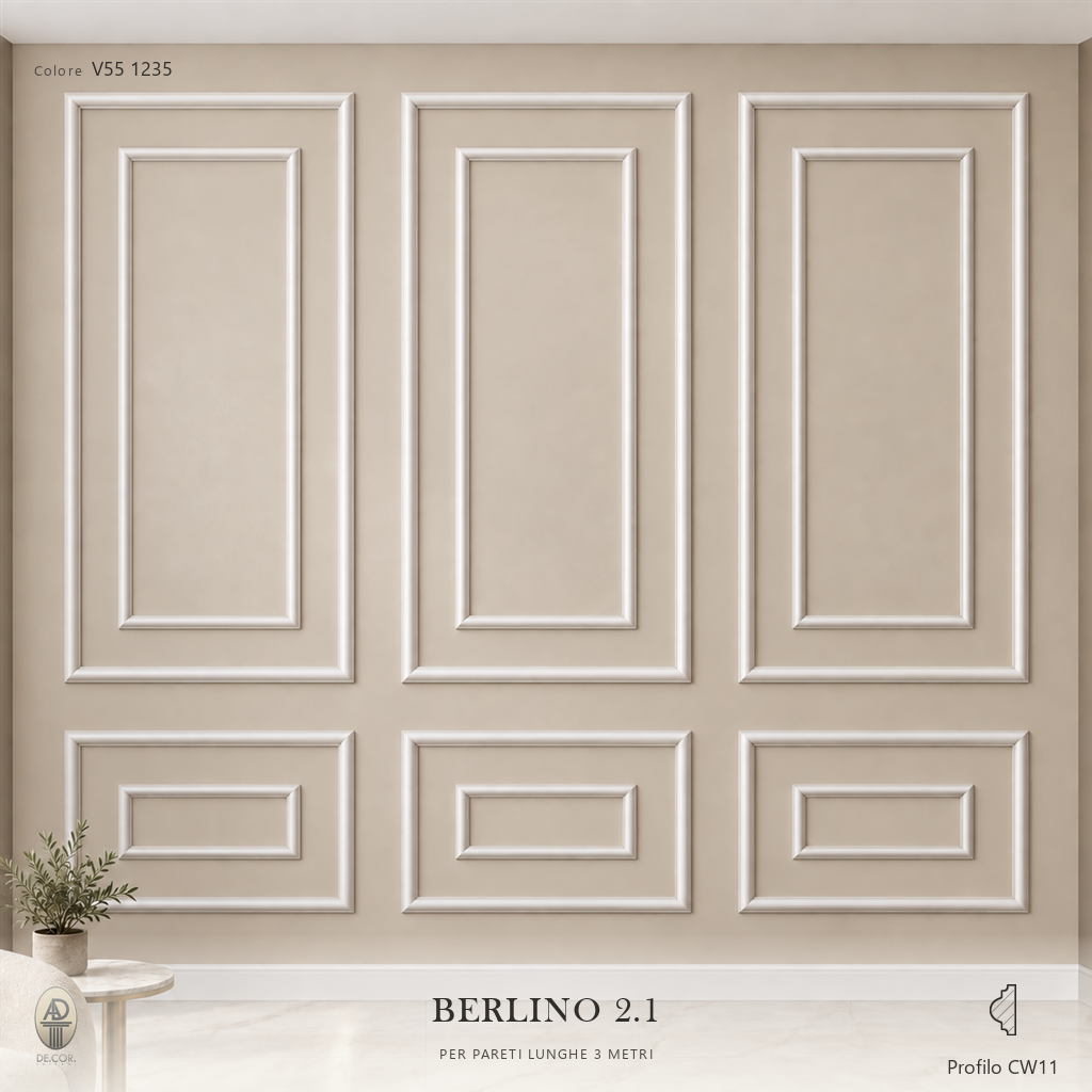 Boiserie Berlino 2B con profilo CW11 – parete decorata