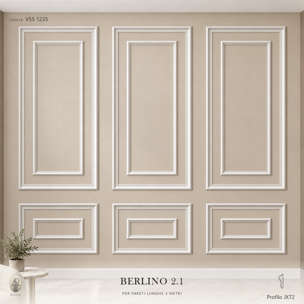 Boiserie Berlino 2B con profilo JX72 – parete decorata