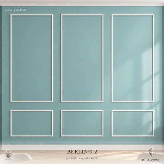 Boiserie Berlino 2 con profilo CW10 – parete decorata