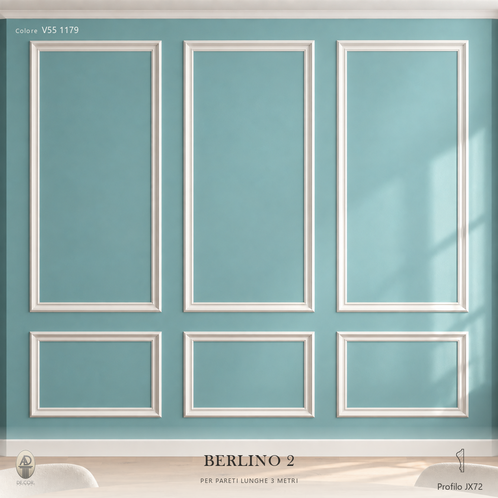 Boiserie Berlino 2 con profilo JX72 – parete decorata