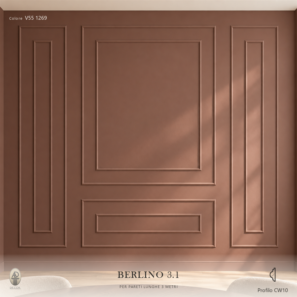 Boiserie Berlino 3B con profilo CW10 – parete decorata