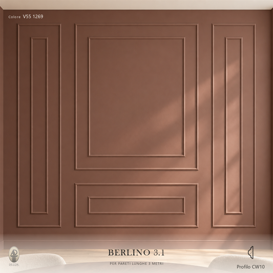 Boiserie Berlino 3B con profilo CW10 – parete decorata