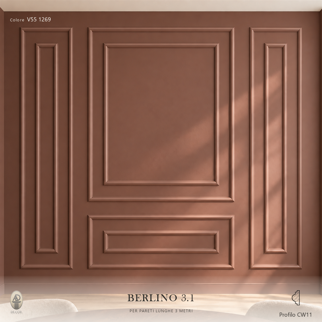 Boiserie Berlino 3B con profilo CW11 – parete decorata