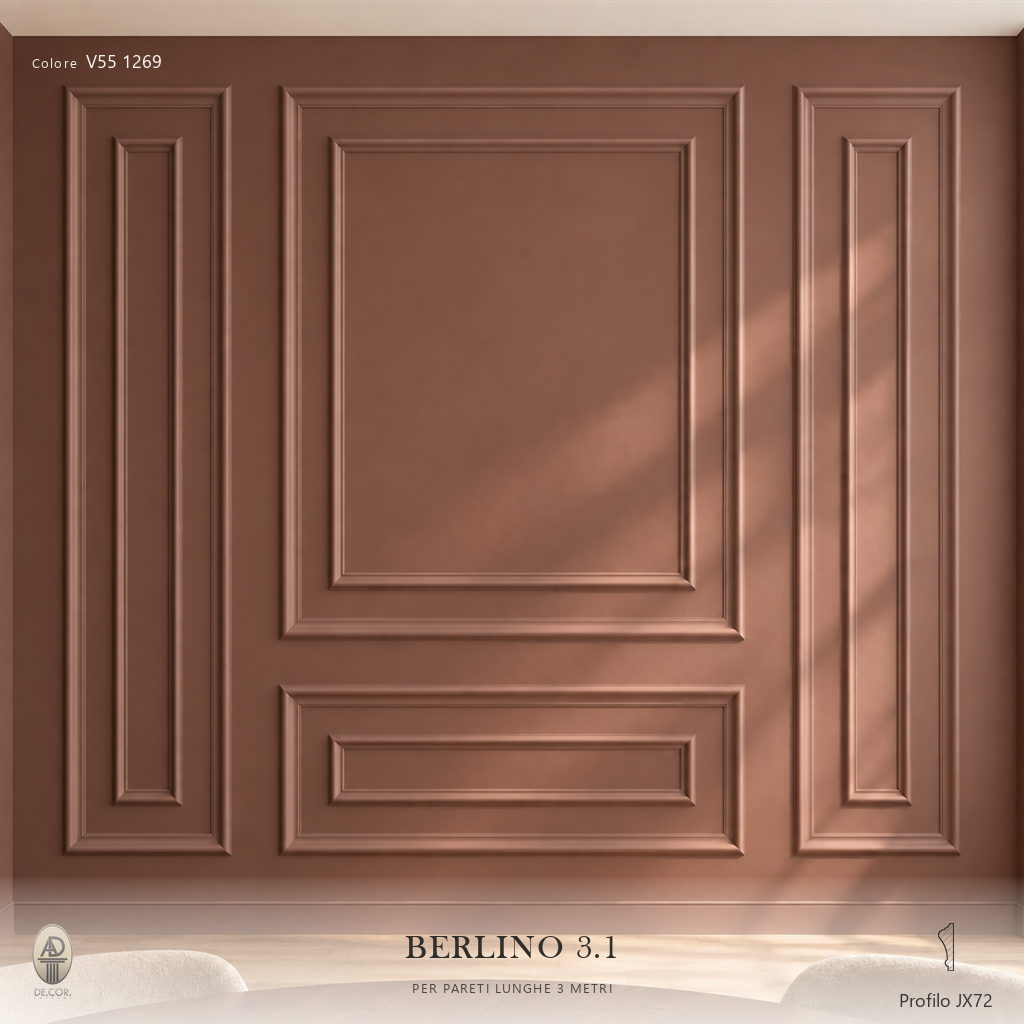 Boiserie Berlino 3B con profilo JX72 – parete decorata