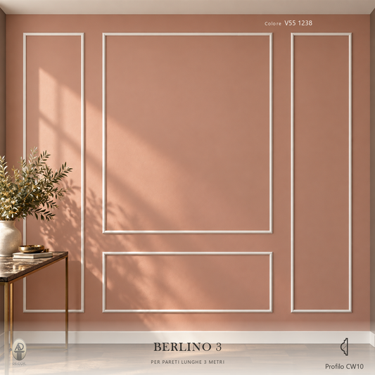 Boiserie Berlino 3 con profilo CW10 – parete decorata