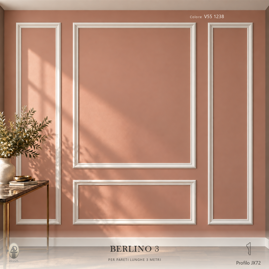 Boiserie Berlino 3 con profilo JX72 – parete decorata