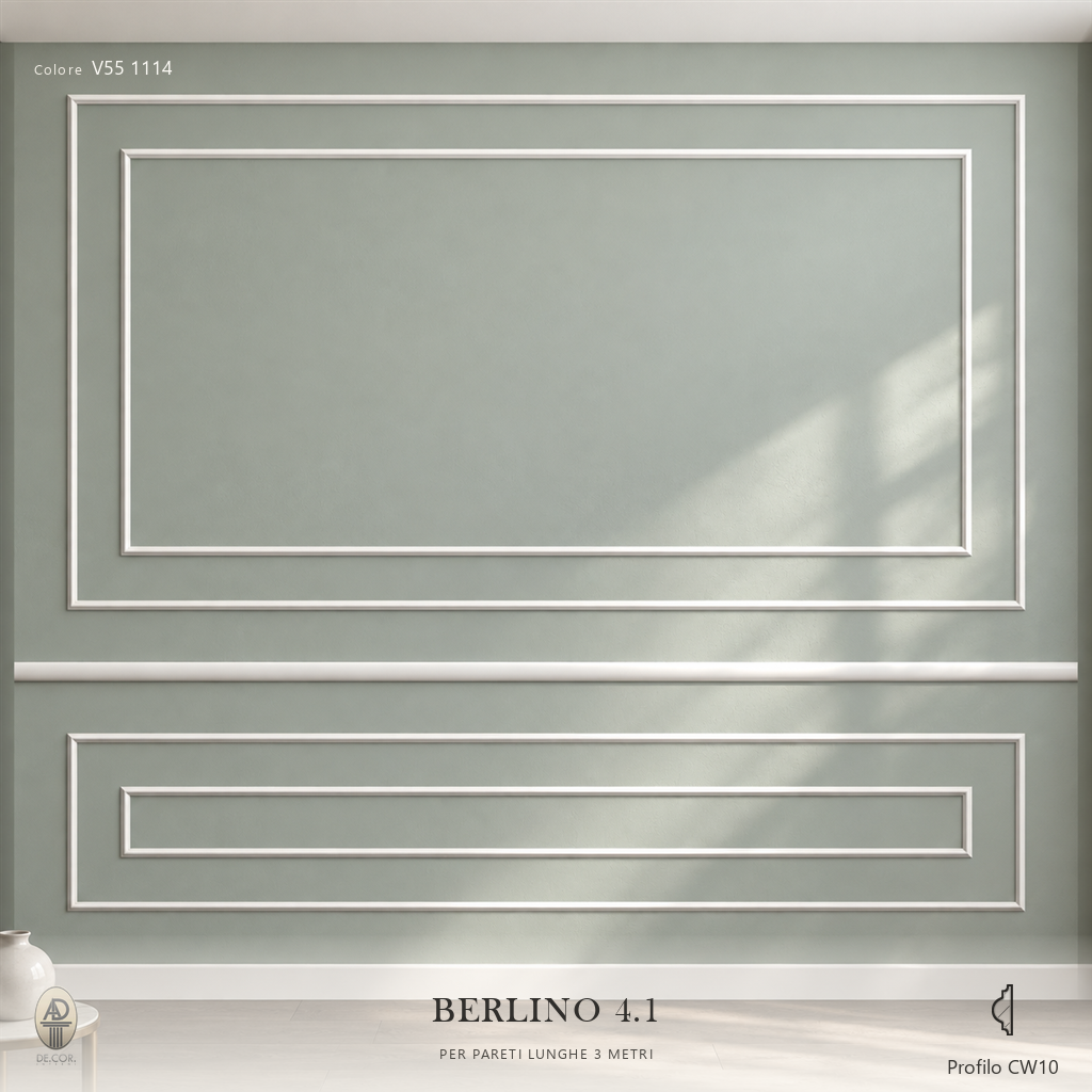 Boiserie Berlino 4B con profilo CW10 – parete decorata