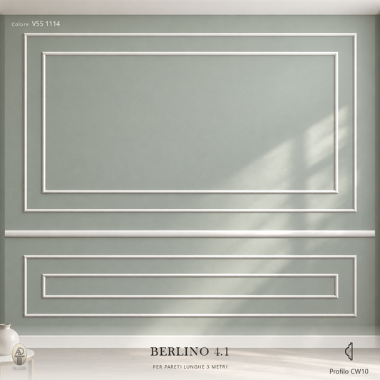 Boiserie Berlino 4B con profilo CW10 – parete decorata