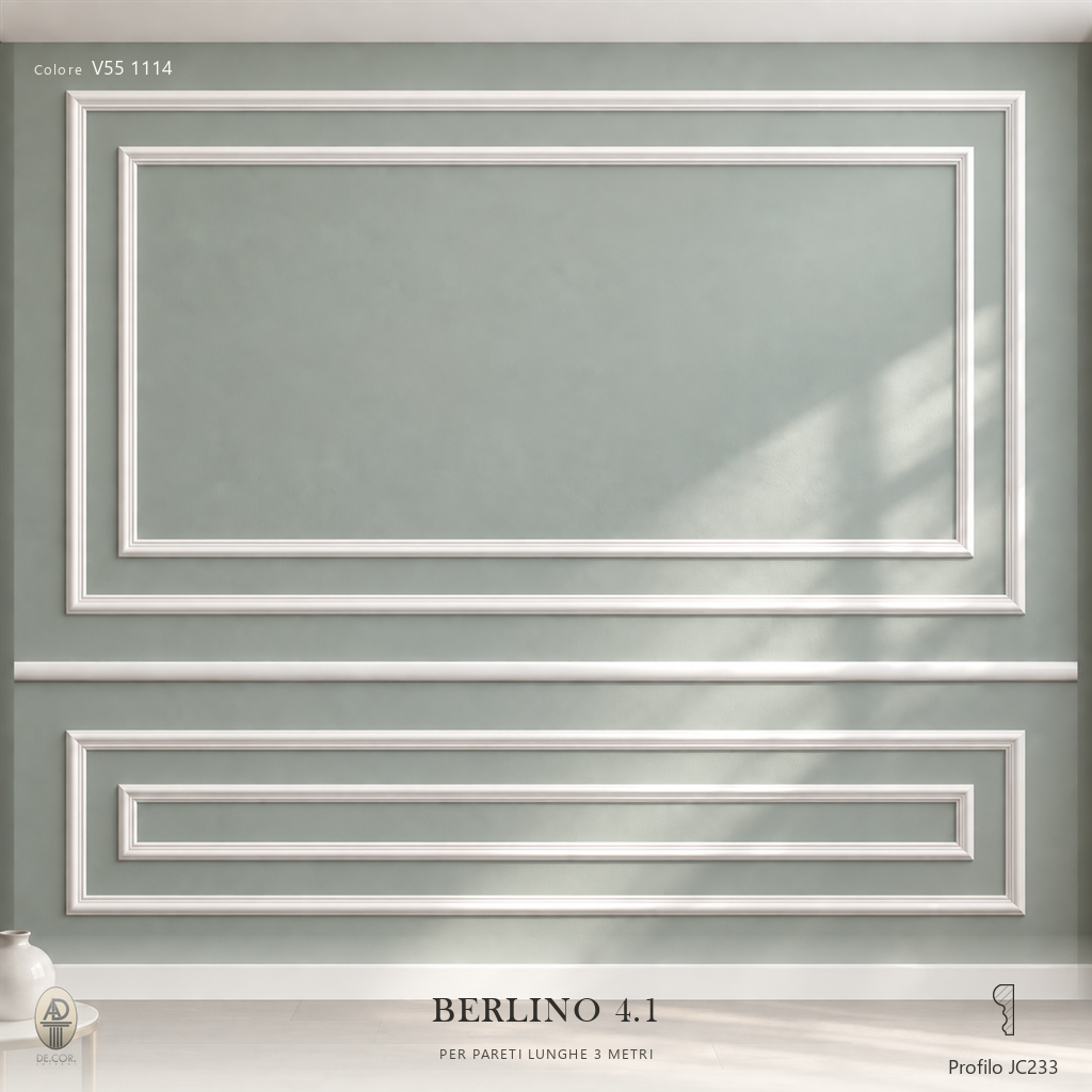 Boiserie Berlino 4B con profilo JC233 – parete decorata