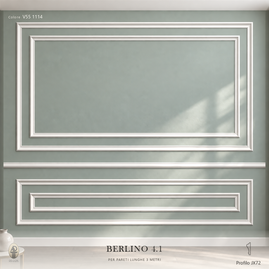 Boiserie Berlino 4B con profilo JX72 – parete decorata