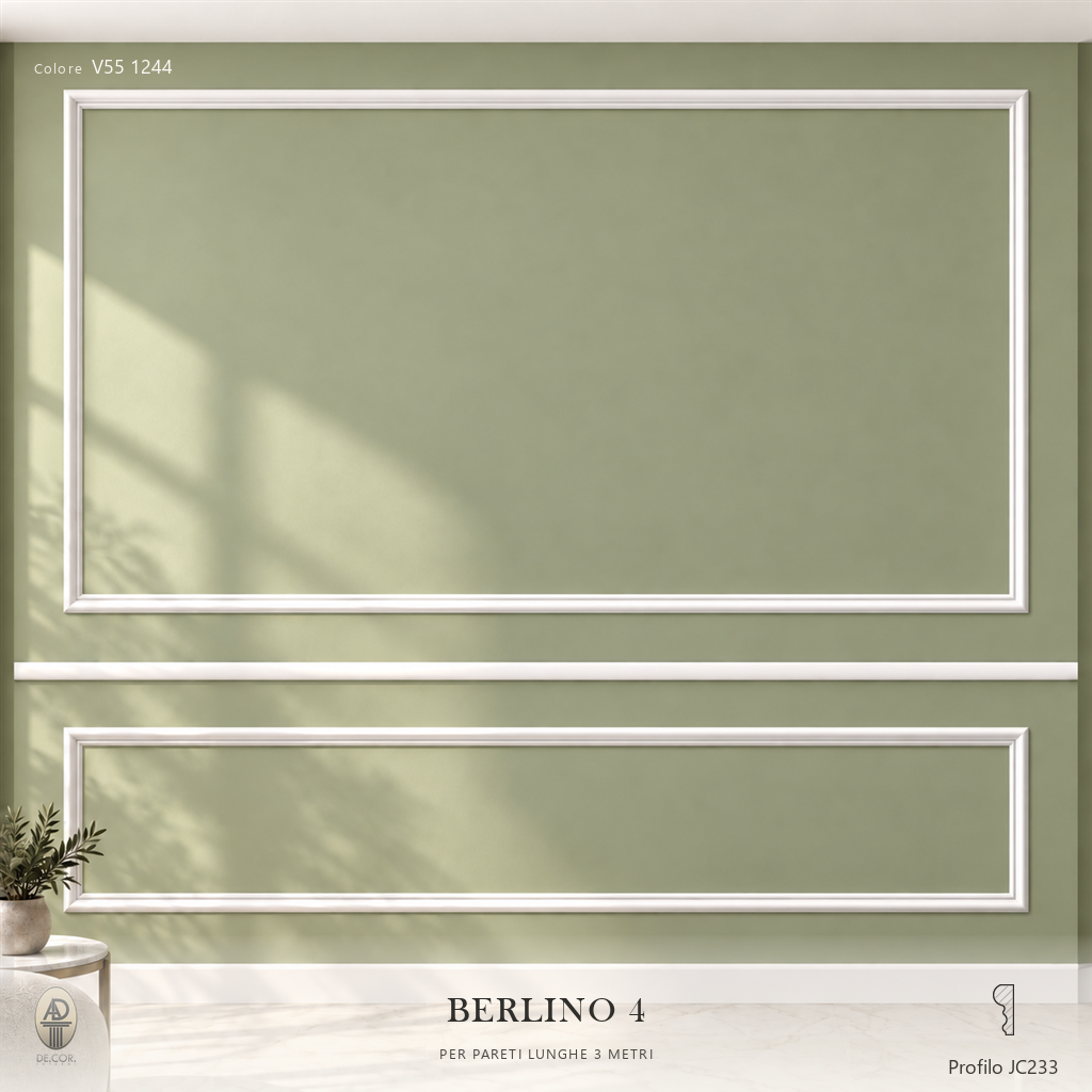 Boiserie Berlino 4 con profilo JC233 – parete decorata