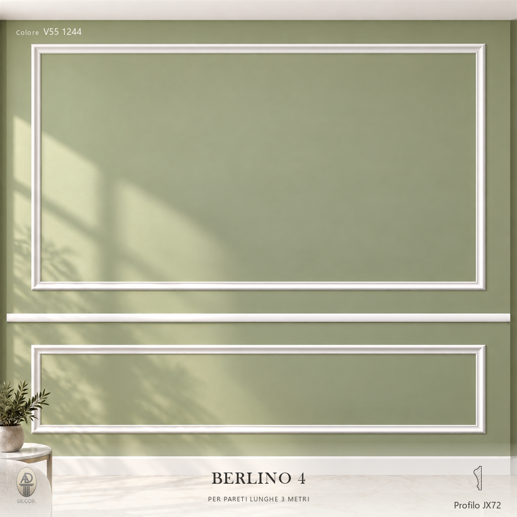 Boiserie Berlino 4 con profilo JX72 – parete decorata