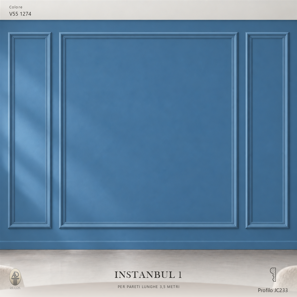 Boiserie Istambul 1 con profilo JC233 – parete decorata