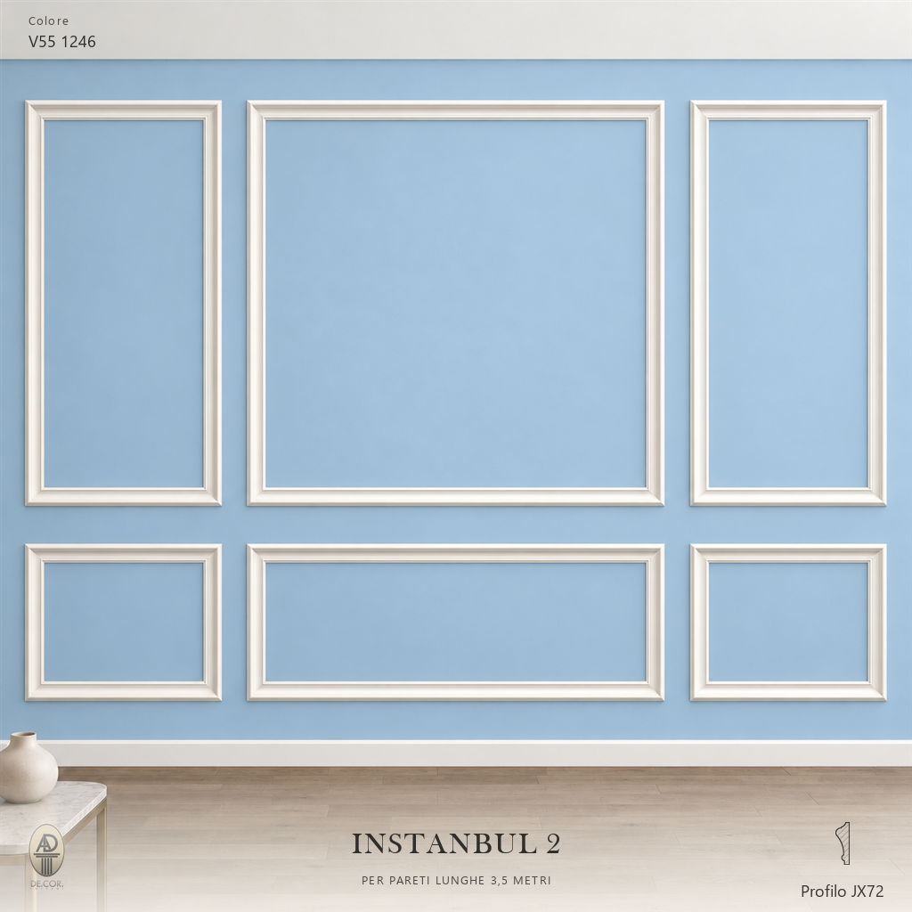 Boiserie Istambul 2 con profilo JX72 – parete decorata