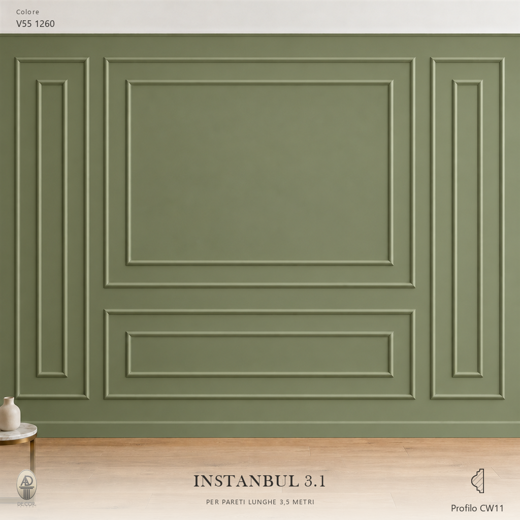 Boiserie Istambul 3B con profilo CW11 – parete decorata