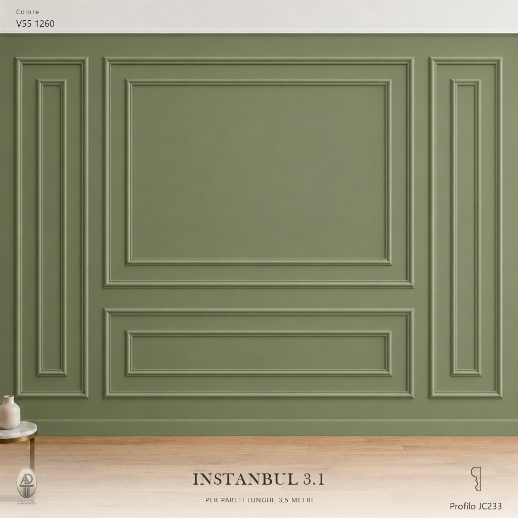 Boiserie Istambul 3B con profilo JC233 – parete decorata