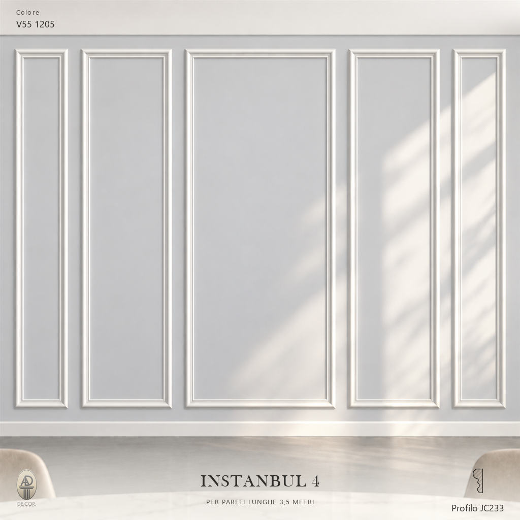 Boiserie Istambul 4 con profilo JC233 – parete decorata
