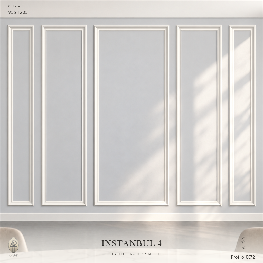 Boiserie Istambul 4 con profilo JX72 – parete decorata