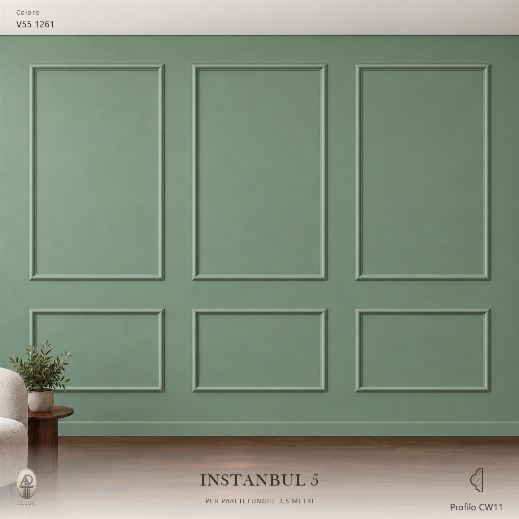 Boiserie Istambul 5 con profilo CW11 – parete decorata