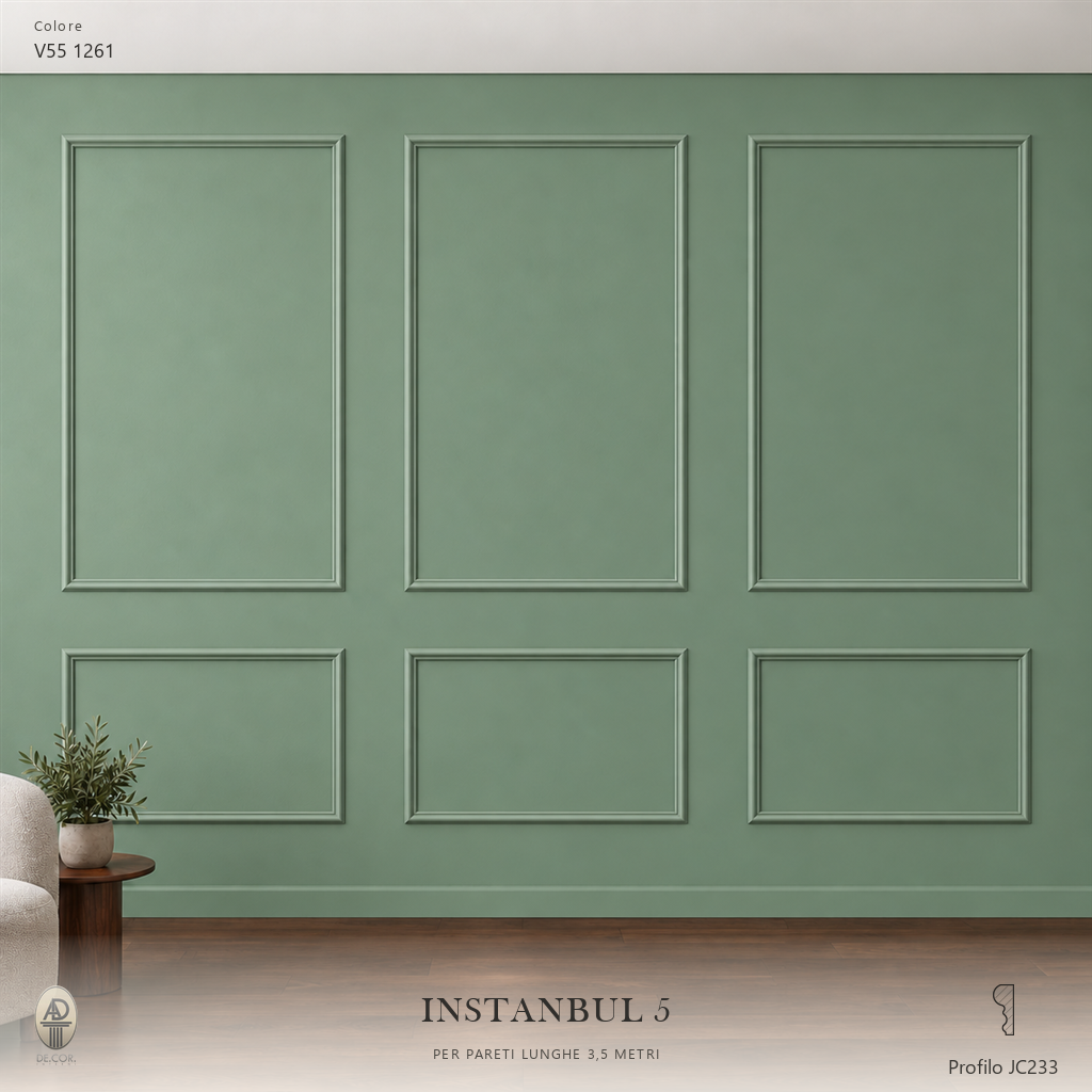 Boiserie Istambul 5 con profilo JC233 – parete decorata