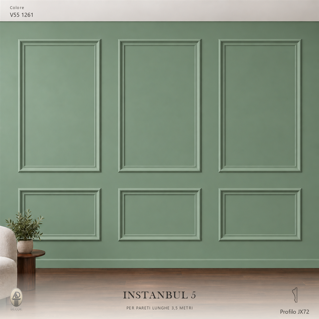 Boiserie Istambul 5 con profilo JX72 – parete decorata