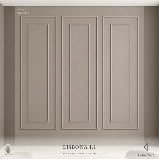 Boiserie Lisbona 1B con profilo CW10 – parete decorata