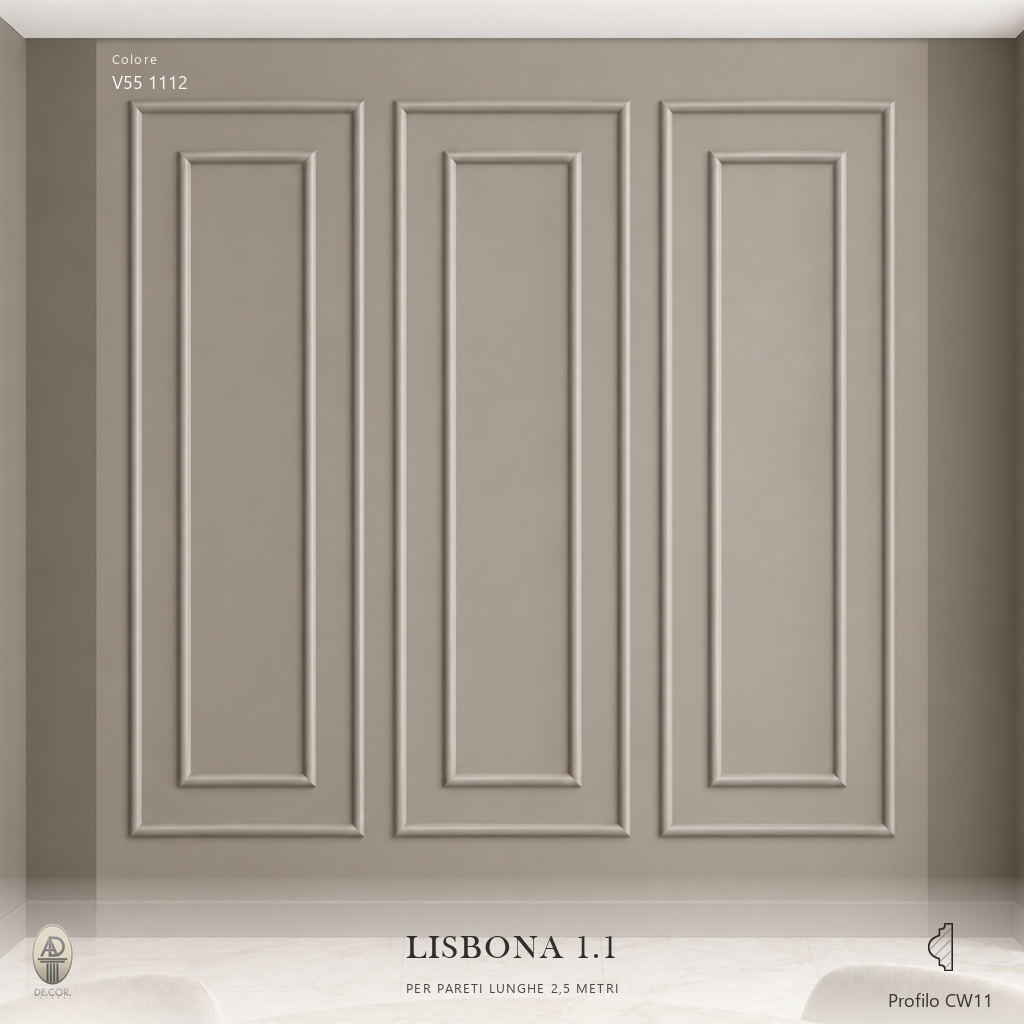 Boiserie Lisbona 1B con profilo CW11 – parete decorata