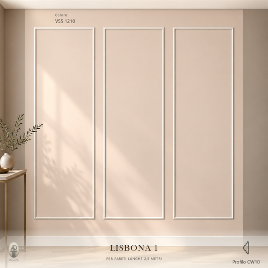 Boiserie Lisbona 1 con profilo CW10 – parete decorata